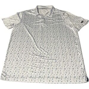 Obla‎ Polo Shirt Men's XL White Golf All Over Print Performance Stretch Outdoor